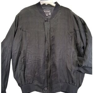 Rambo Women's VNTG Full Zip Jacket, Black,100% Silk,  Pockets, Size M‎